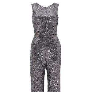 Silver Sequin Open Back Jumpsuit